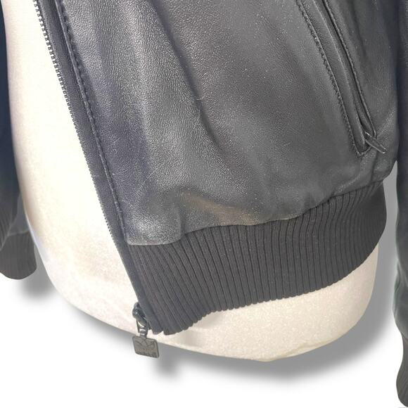 Vintage Adidas Mens Leather Bomber Jacket Black Size 36 - Picture 3 of 8